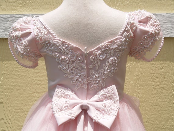 Pink Princess Dress Size 3 w Venice Lace, Vintage… - image 4