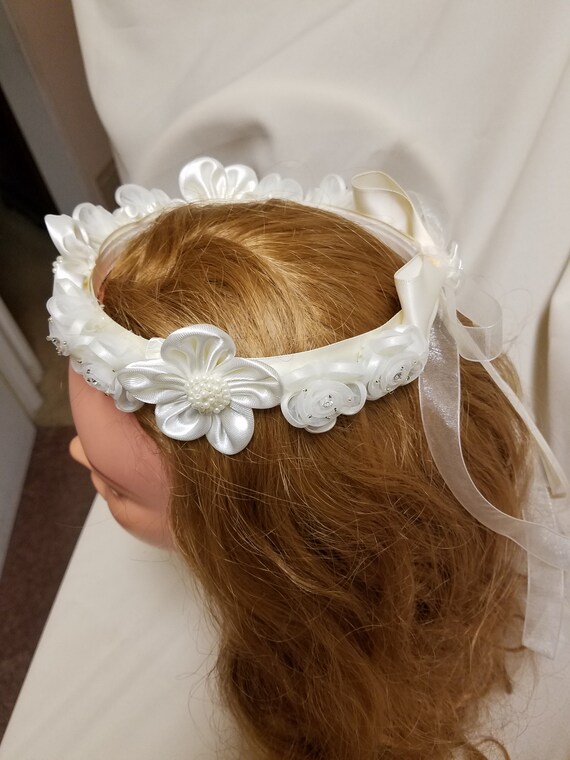 Details about bridal flower girl birthday picture costume flower wreath communion crown IVORY Details about bridal flower girl birthday picture costume flower wreath communion crown IVORY