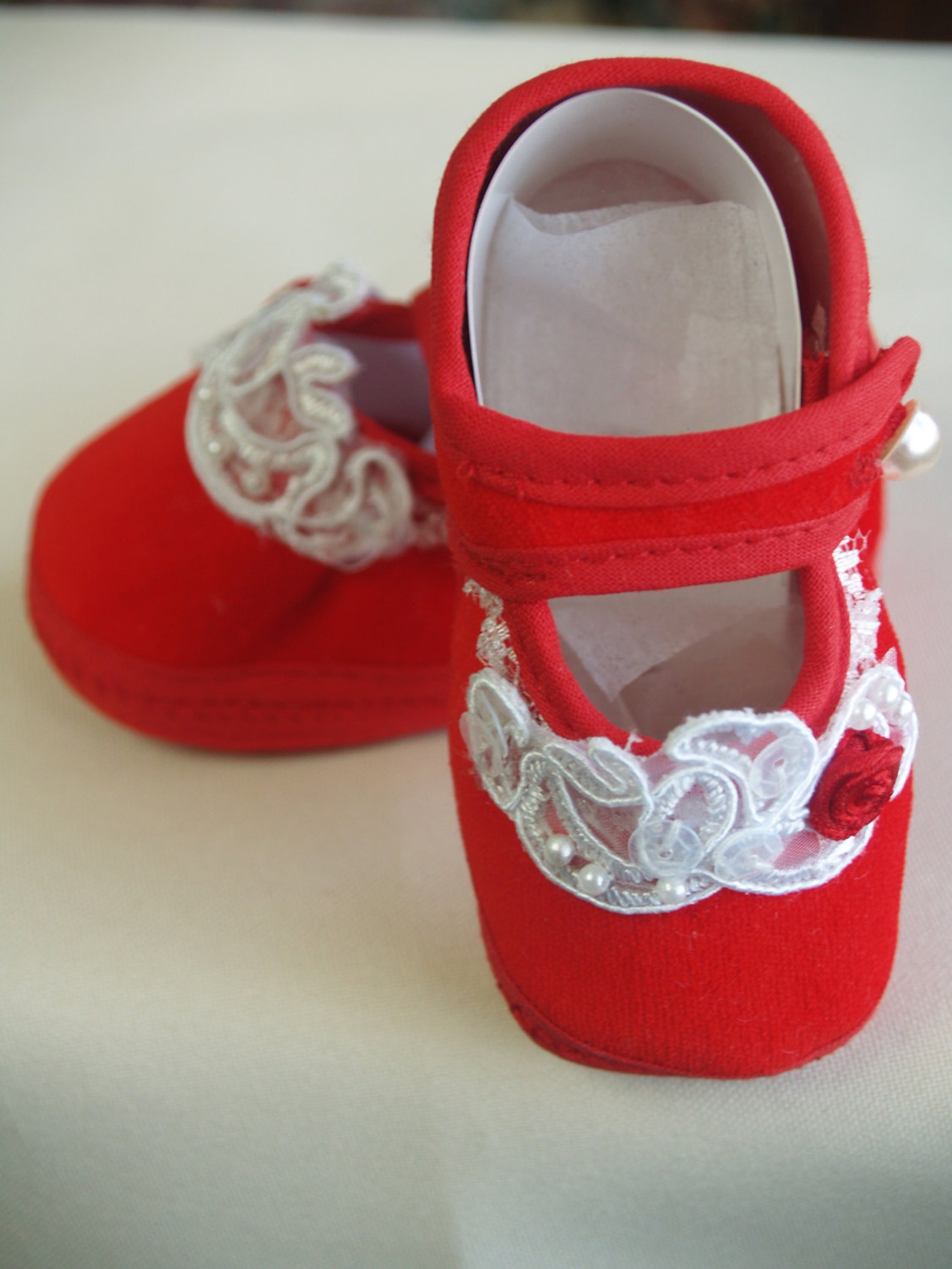 Baby Velvet Shoes Red or Black Mary Jane White Beaded Etsy