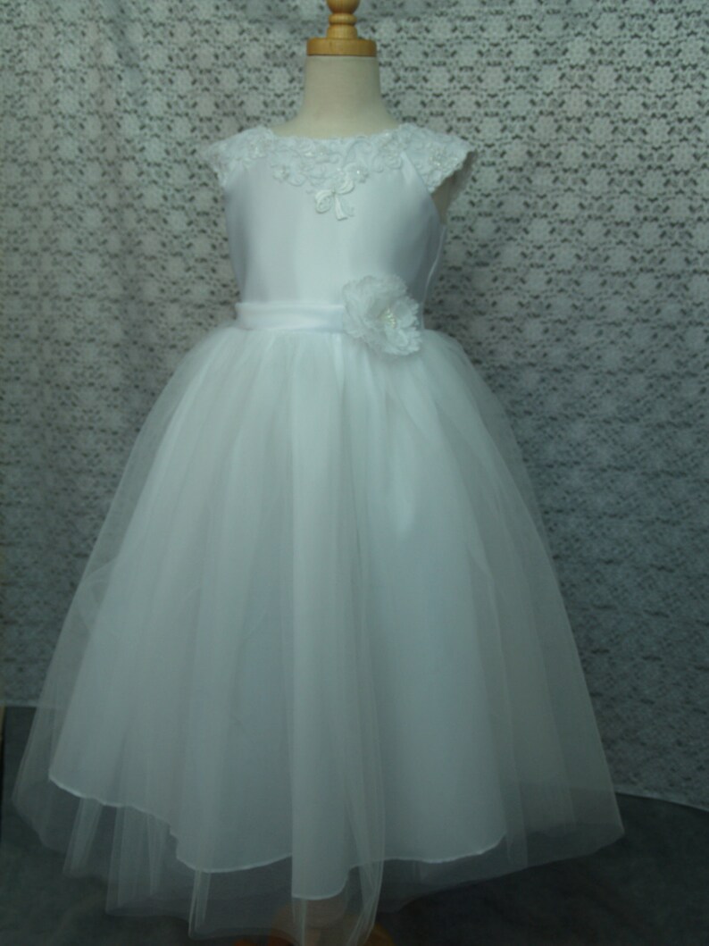 First White Communion Dress Short Sizes 6 Cap Sleeve Lace | Etsy