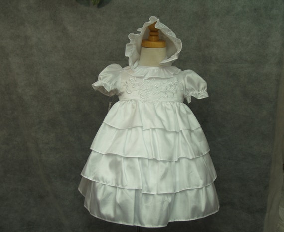 Lace and Ruffles Baptismal Satin Dress Size 12M, … - image 2