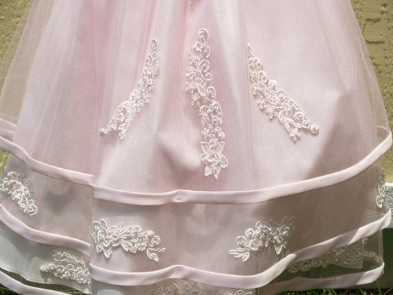 Pink Princess Dress Size 3 w Venice Lace, Vintage… - image 2