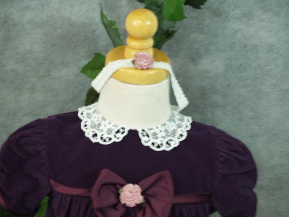 Vintage PURPLE velvet dress Size 24months with ma… - image 5