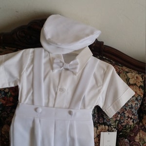 Blue William-White shantung shorts baptism suit main image 0