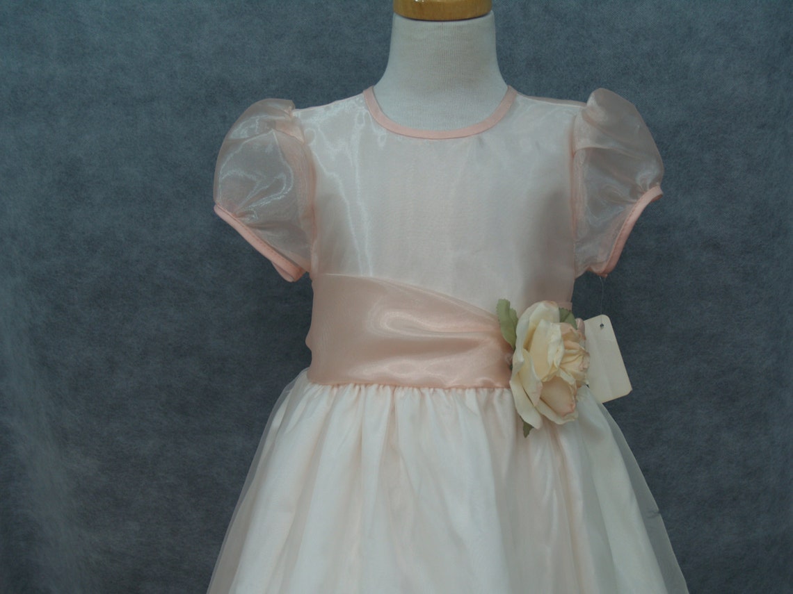 HOT SUMMER PEACH ORGANZA RUFFLE DRESS