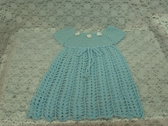 Knitted Dress Infant BLUE dress knitted 12M Size … - image 2