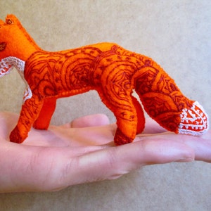 Handmade Felt Fox Ornament: Embroidered Animal Art