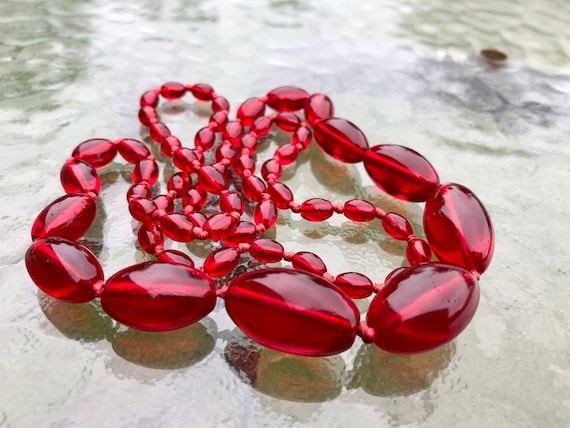 Antique Graduated Translucent Bohemian Ruby Red S… - image 6