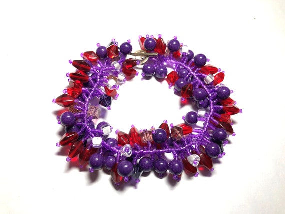 Vintage Sterling Silver Vibrant Purple and Red Ar… - image 2