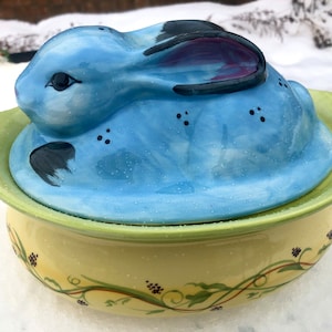 PFALTZGRAFF Spring Easter Bunny Secrets PISTOULET Lidded Casserole Dish Cookie Jar- Jana Kolpen