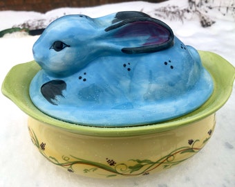 PFALTZGRAFF Spring Easter Bunny Secrets PISTOULET Lidded Casserole Dish Cookie Jar- Jana Kolpen
