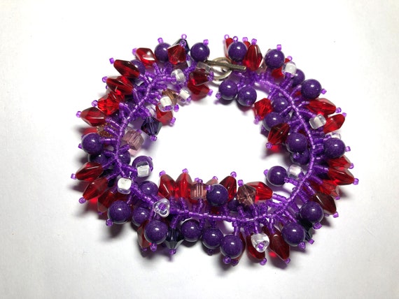 Vintage Sterling Silver Vibrant Purple and Red Ar… - image 4