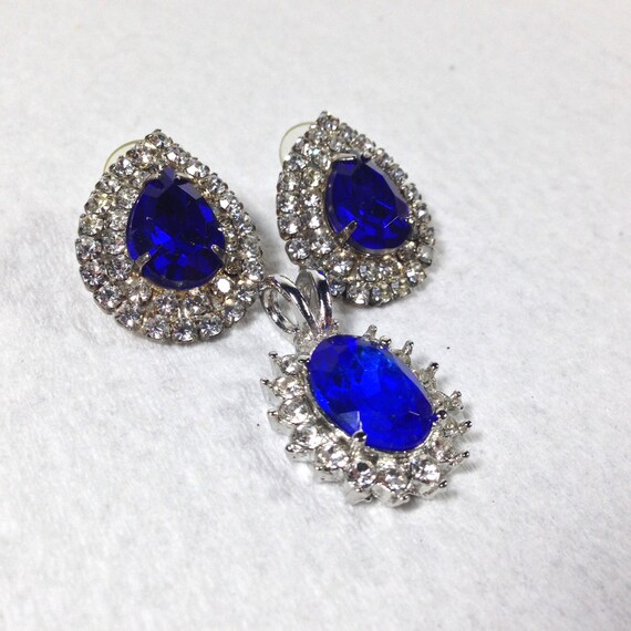 Vintage Juliana Vivid Sapphire Blue Teardrop Earr… - image 7