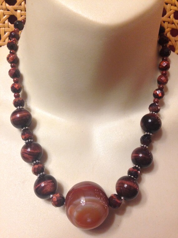 Vintage Genuine Luxe Tiger's Eye Faceted and Smoot
