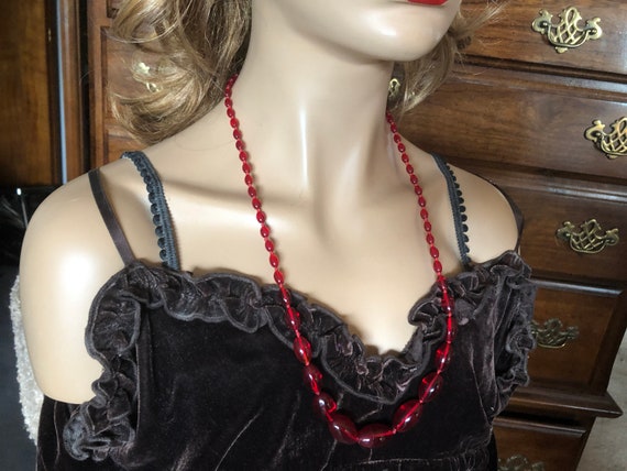 Antique Graduated Translucent Bohemian Ruby Red S… - image 8