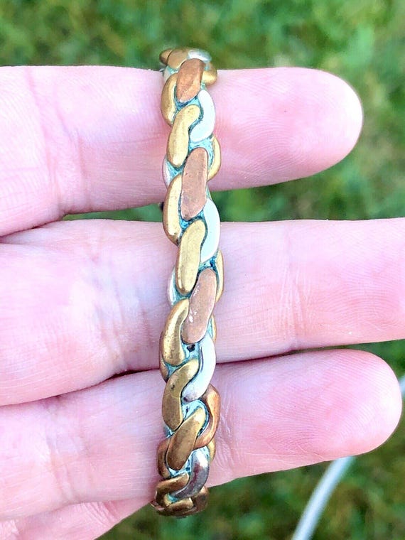 SERGIO LUB Braided Twisted Healing Copper Sailor Open Cuff Bracelet 18.8g