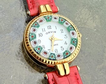 Venice Murano Art & Glass Gold Plated Ladies Pink Leather  display picture 2