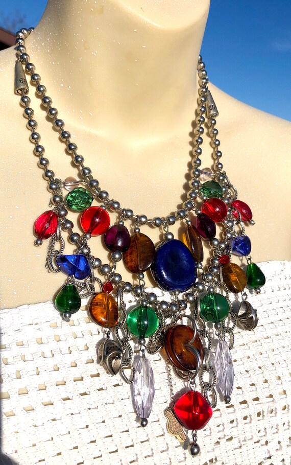 Vintage Multi-Strand Colorful Glass and Lucite Bi… - image 9