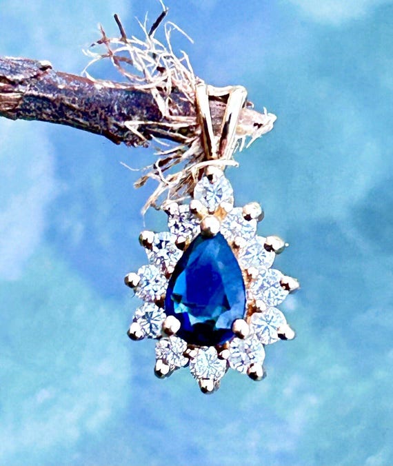 レア❣️K14 ムーンストーン サファイア ペンダント 585刻印 ヴィンテージ An Exquisite Belle Époque Suite of Moonstone and Sapphire