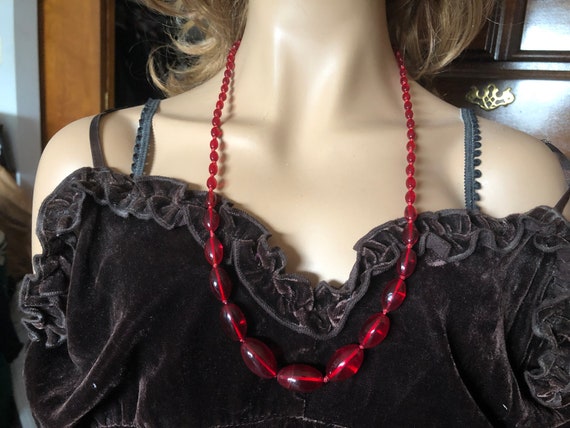 Antique Graduated Translucent Bohemian Ruby Red S… - image 7