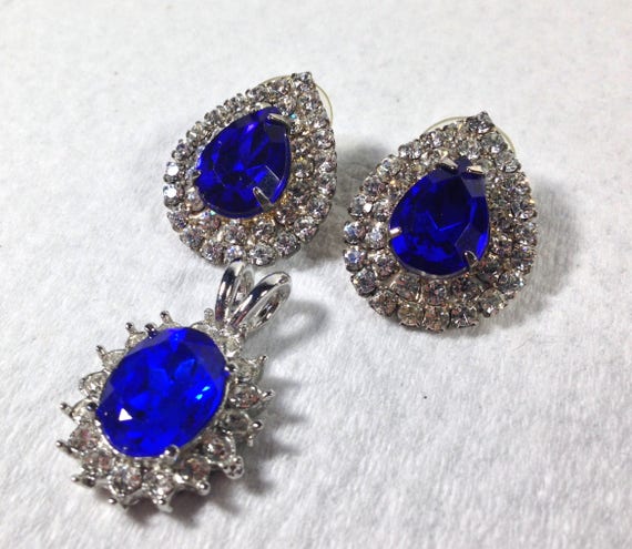 Vintage Juliana Vivid Sapphire Blue Teardrop Earr… - image 5