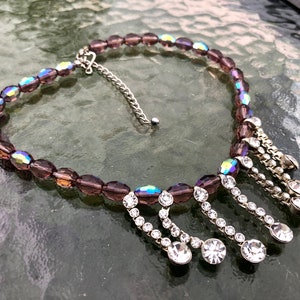 Vintage Aurora Borealis and Dangling Rhinestone Necklace