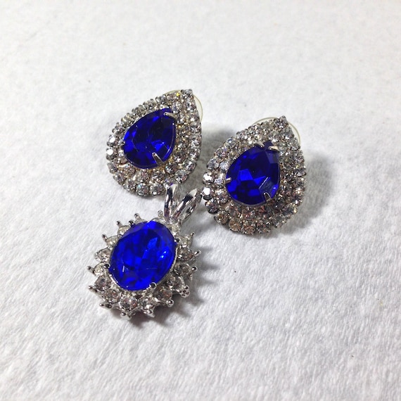 Vintage Juliana Vivid Sapphire Blue Teardrop Earr… - image 2