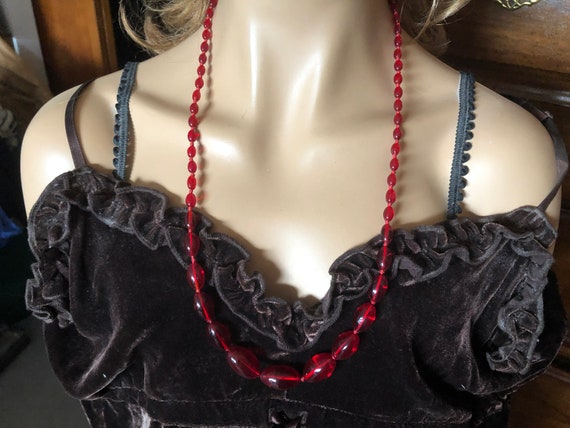 Antique Graduated Translucent Bohemian Ruby Red S… - image 3
