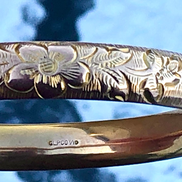 Estate 14k Gf George L. Paine Co. Antique Edwardian Floral Bangle Bracelet GLPCo