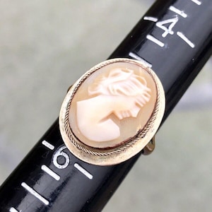 Antique 1920s Estate Real Shell Cameo Ring 800 Silver Lady Woman Girl Face Sz5.5