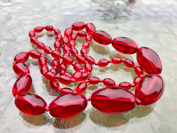 Antique Graduated Translucent Bohemian Ruby Red S… - image 1