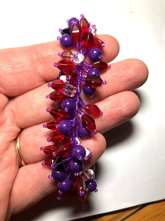 Vintage Sterling Silver Vibrant Purple and Red Ar… - image 3