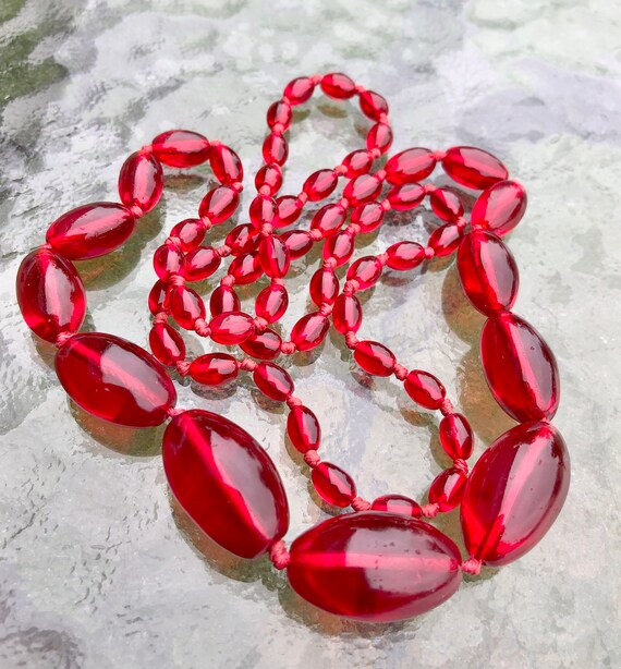Antique Graduated Translucent Bohemian Ruby Red S… - image 2
