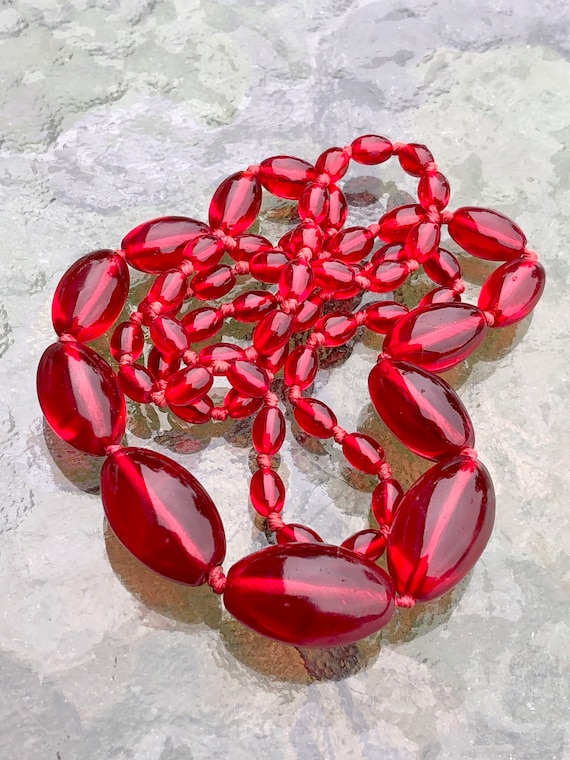 Antique Graduated Translucent Bohemian Ruby Red S… - image 4