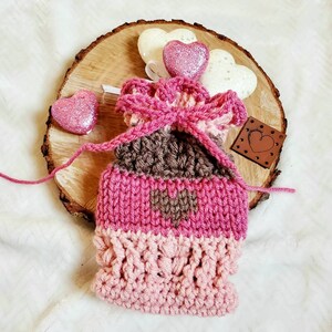Puffy Love Pouch - Pink, Mauve, and Brown