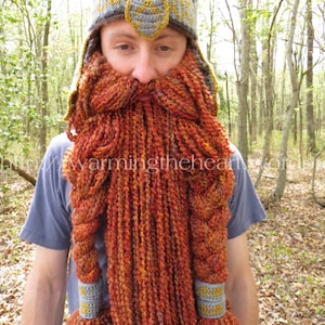 Crochet PATTERN Gimli Inspired Beard ONLY Crochet Beard Viking Beard Crochet Beard Pattern Dwarf Beard Pattern image 1