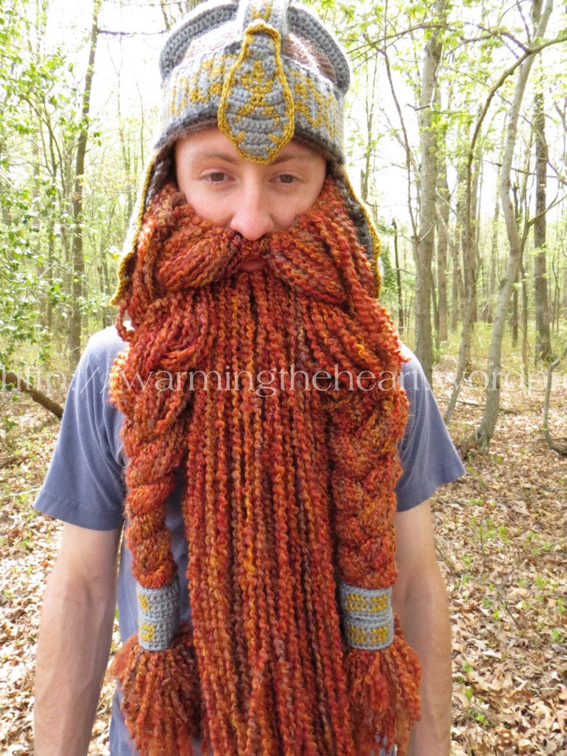 Crochet PATTERN Gimli Inspired Beard ONLY Crochet Beard Viking Beard Crochet Beard Pattern Dwarf Beard Pattern image 1