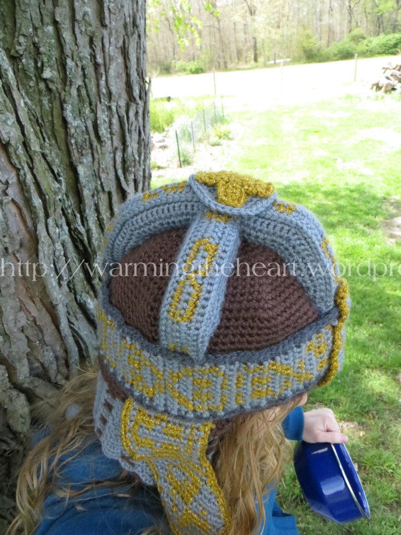 Crochet PATTERN Gimli Inspired Helmet and Beard LOTR Dwarven Helmet Crochet Beard Viking Helmet image 7