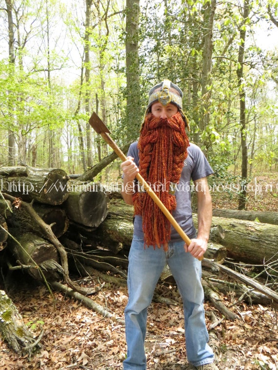 Crochet PATTERN - Gimli Inspired Helmet and Beard LOTR | Dwarven