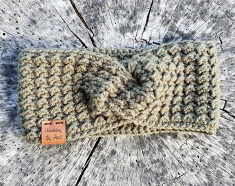 Twisted Rippled Up Headband - Light Olive