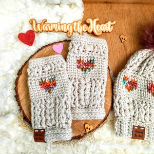 Crochet PATTERN - Puffy Love Fingerless Gloves