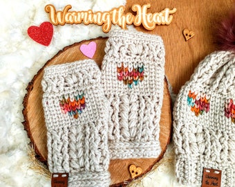 Crochet PATTERN - Puffy Love Fingerless Gloves
