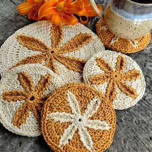 Crochet PATTERN - Boho Blossom Coasters and Trivet