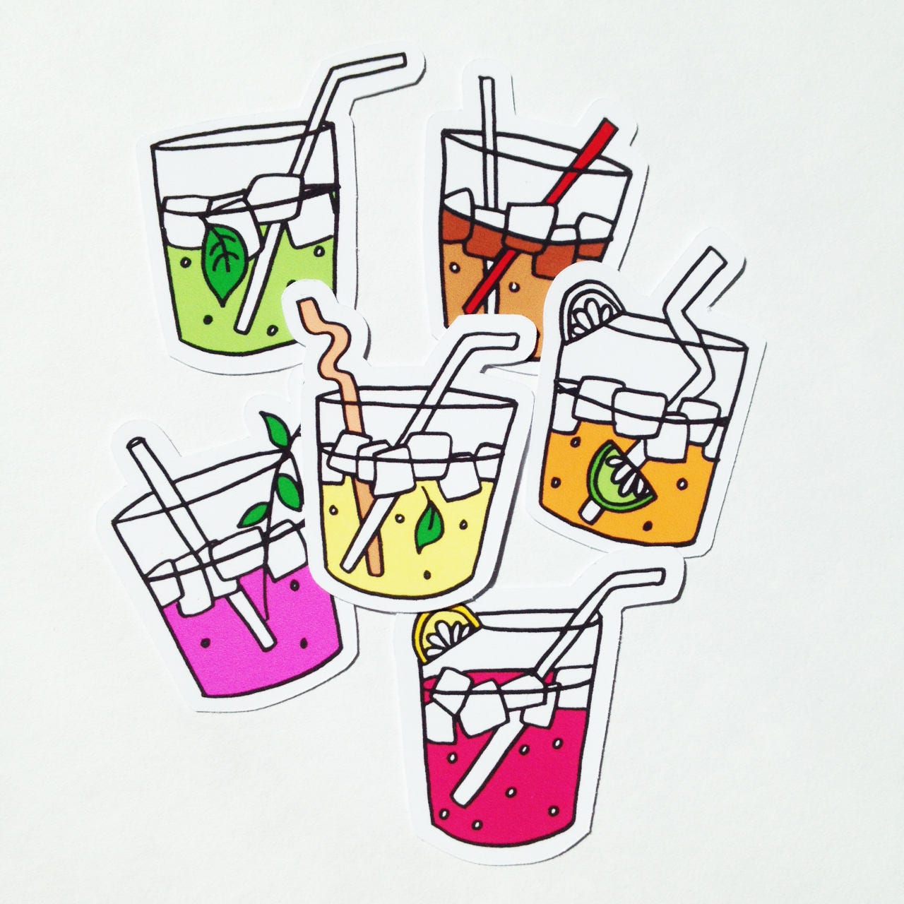 Illustrated soda sticker pack Etsy