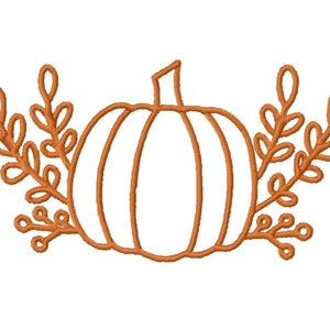Pumpkin With Leaves Embroidery Design  -INSTANT DOWNLOAD- FallEmbroidery Design - Digital Machine Embroidery