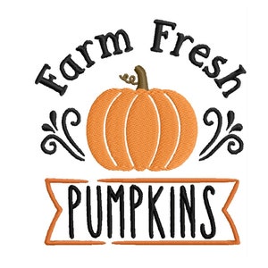 Frische Kürbisse auf dem Bauernhof, digitales Stickmuster - SOFORTIGER DOWNLOAD - Herbst Stickmuster, digitale Maschinenstickerei