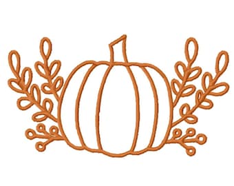 Pumpkin With Leaves Embroidery Design  -INSTANT DOWNLOAD- FallEmbroidery Design - Digital Machine Embroidery