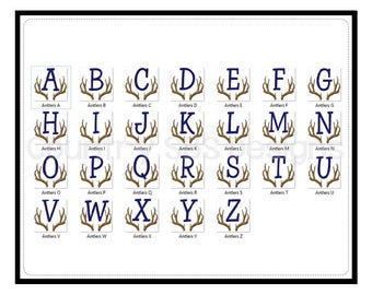 Antlers Alphabet Font Embroidery Design -4x4 -INSTANT DOWNLOAD-
