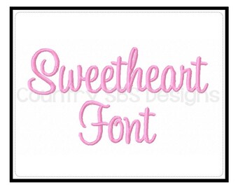 Sweetheart Embroidery Font - 2 Sizes - INSTANT DOWNLOAD-