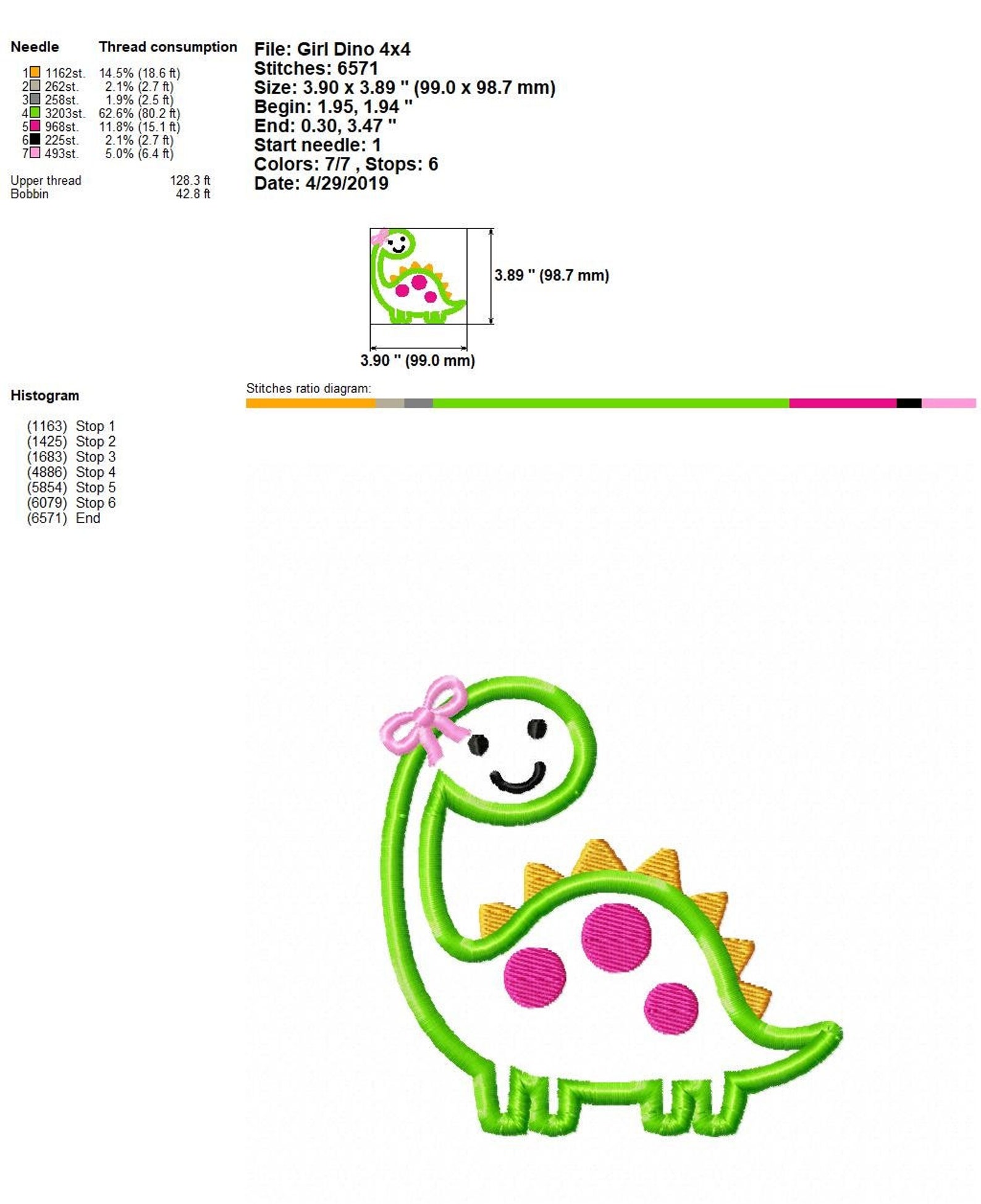 Girl Dinosaur Applique Embroidery Design INSTANT DOWNLOAD - Etsy